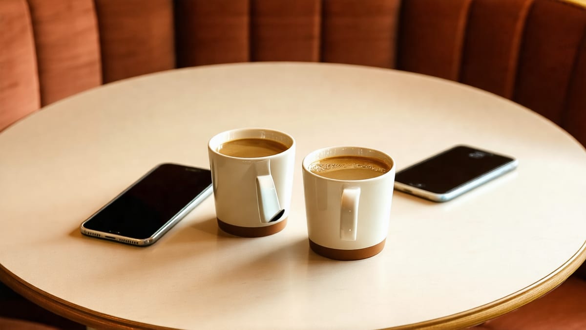 A cozy cafe table set for a community munch meetup